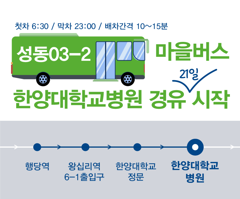 성동03-2번 마을버스 한양대학교병원 경유 운행 알림