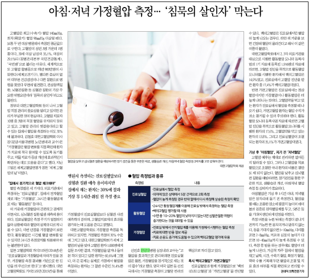 아침ㆍ저녁 가정혈압 측정… ‘침묵의 살인자’ 막는다