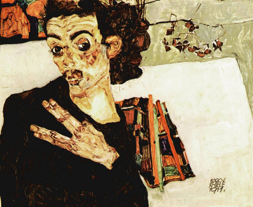 검은 질그릇이 있는 자화상, 1911, 에곤 쉴레